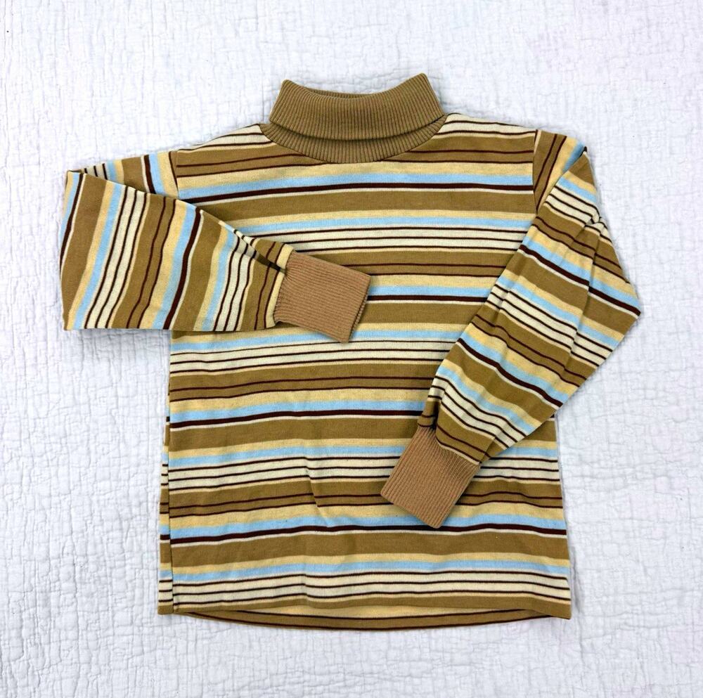 Vintage Health-tex Kids Unisex Striped Long Sleeve Turtleneck Shirt Size 6